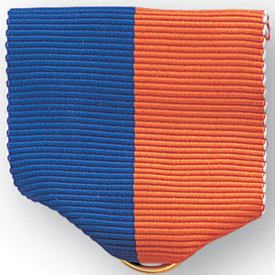 1-1/2 X 1-3/8 Inch Blue and Orange Pin Back Ribbon-Brooches & Lapel Pins-Lapel Pin Corner