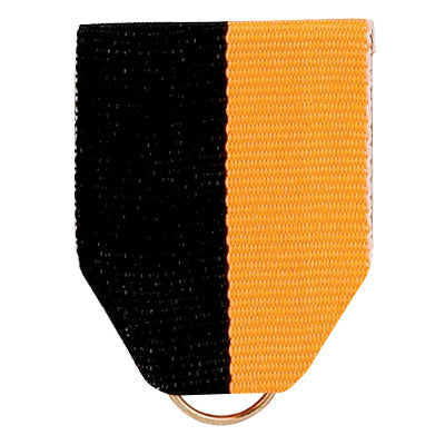 1-1/2 x 1-3/8 Inch Black and Gold Pin Back Ribbon-Brooches & Lapel Pins-Lapel Pin Corner
