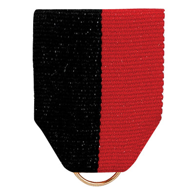 1-1/2 x 1-3/8 Inch Black and Red Pin Back Ribbon-Brooches & Lapel Pins-Lapel Pin Corner