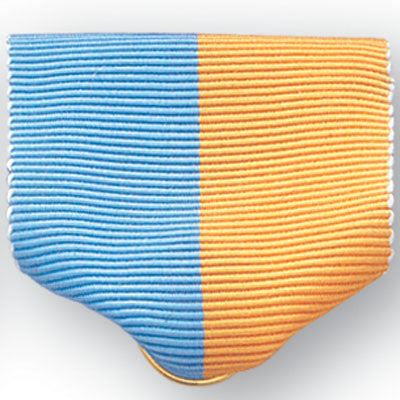 1-1/2 x 1-3/8 Inch Light Blue and Gold Pin Back Ribbon-Brooches & Lapel Pins-Lapel Pin Corner