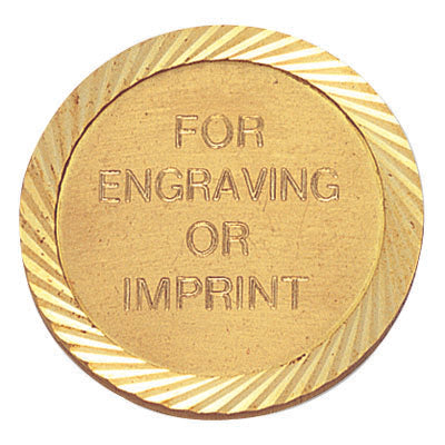 1-1/4 Inch Gold Diamond Engraved Border Lapel Pin, Engravable-Brooches & Lapel Pins-Lapel Pin Corner
