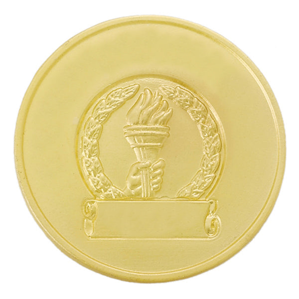1-1/4 Inch Gold Hand with Torch Lapel Pin-Arc and Scroll Imprint Option (50 Min.)-Brooches & Lapel Pins-Lapel Pin Corner