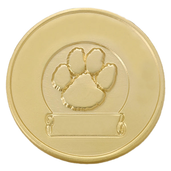 1-1/4 Inch Gold Paw Lapel Pin-Arc and Scroll Imprint Option-Brooches & Lapel Pins-Lapel Pin Corner