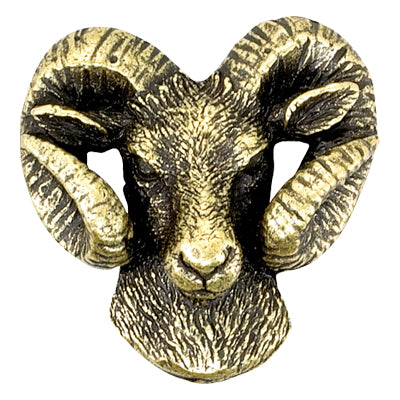 1-1/4 Inch Ram Mascot Antique Brass Pin-Brooches & Lapel Pins-Lapel Pin Corner