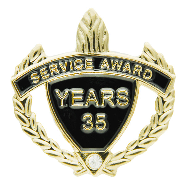 1-1/4 Inch "Service Award Years" with Rhinestone Enameled Lapel Pin-Brooches & Lapel Pins-Lapel Pin Corner