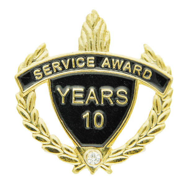 1-1/4 Inch "Service Award Years" with Rhinestone Enameled Lapel Pin-Brooches & Lapel Pins-Lapel Pin Corner