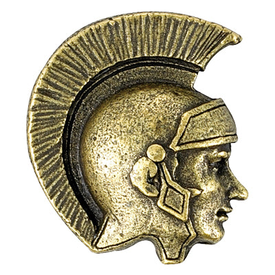 1-1/4 Inch Trojan/Spartan Mascot Antique Brass Pin-Brooches & Lapel Pins-Lapel Pin Corner