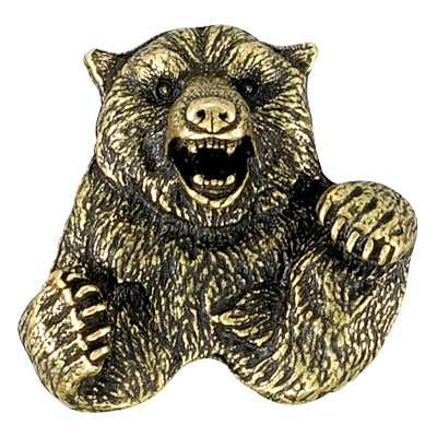 1-1/8 Inch Bear Mascot Antique Brass Pin-Brooches & Lapel Pins-Lapel Pin Corner