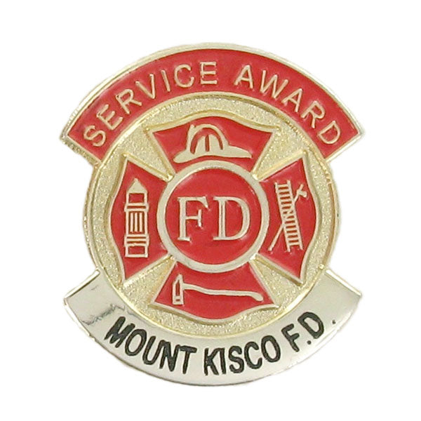 1-1/8 Inch Fire Department Service Enameled Lapel Pin- Custom Imprinted Bar-Brooches & Lapel Pins-Lapel Pin Corner