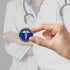 1-1/8 Inch Risk Management Through Teamwork Blue Enameled Gold Pin With Caduceus-Brooches & Lapel Pins-Lapel Pin Corner