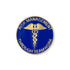 1-1/8 Inch Risk Management Through Teamwork Blue Enameled Gold Pin With Caduceus-Brooches & Lapel Pins-Lapel Pin Corner