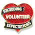 1-1/8 Inch Sparkling Exceeding Volunteer Expectations Heart Lapel Pin-Brooches & Lapel Pins-Lapel Pin Corner