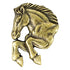 1-3/8 Inch Mustang Mascot Antique Brass Pin-Brooches & Lapel Pins-Lapel Pin Corner