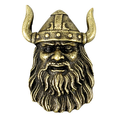 1-3/8 Inch Viking Mascot Antique Brass Pin-Brooches & Lapel Pins-Lapel Pin Corner