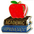 1 Inch Academic Improvement with Apple on Books Enameled Lapel Pin-Brooches & Lapel Pins-Lapel Pin Corner