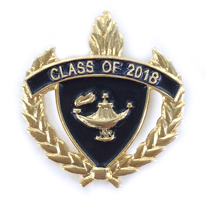 1 Inch Gold Class of 2018 Enameled Lapel Pin-Brooches & Lapel Pins-Lapel Pin Corner