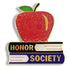 1 Inch Honor Society with Apple on Books Enameled Lapel Pin-Brooches & Lapel Pins-Lapel Pin Corner