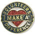 1 Inch Round Volunteers Make a Difference Heart Lapel Pin-Brooches & Lapel Pins-Lapel Pin Corner