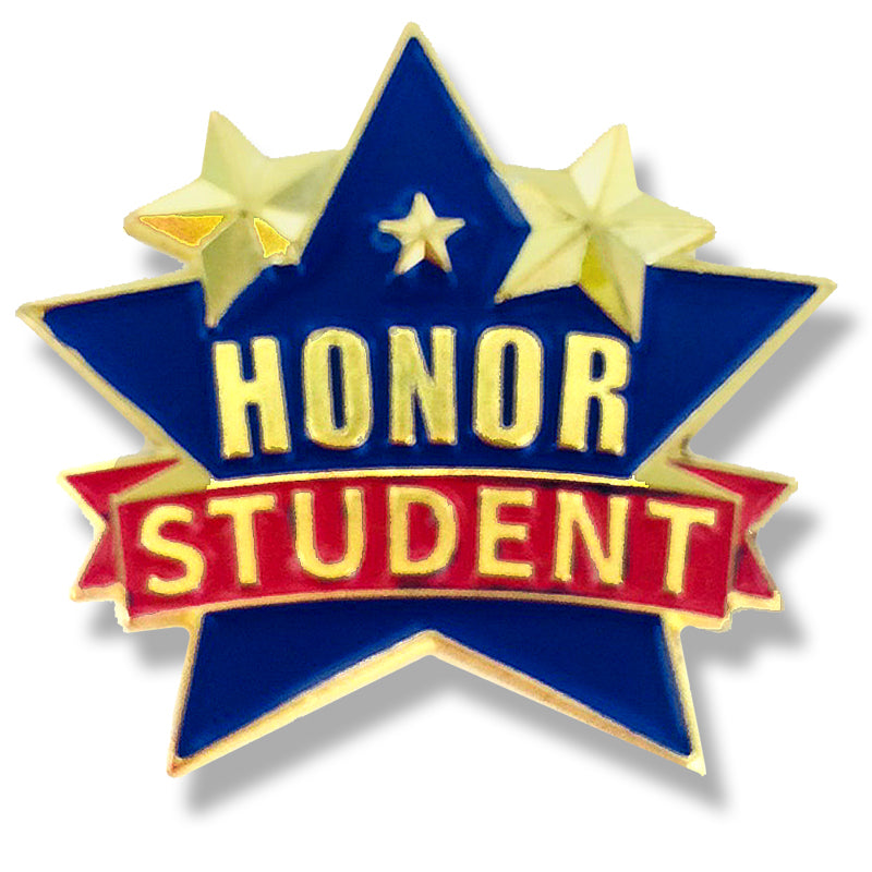 1 Inch Star Honor Student Enameled Lapel Pin-Brooches & Lapel Pins-Lapel Pin Corner