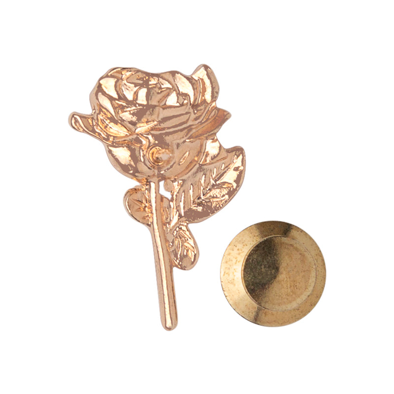 1 x 1/2 Inch Yellow Gold 24kt Plated Rose Pin-Brooches & Lapel Pins-Lapel Pin Corner