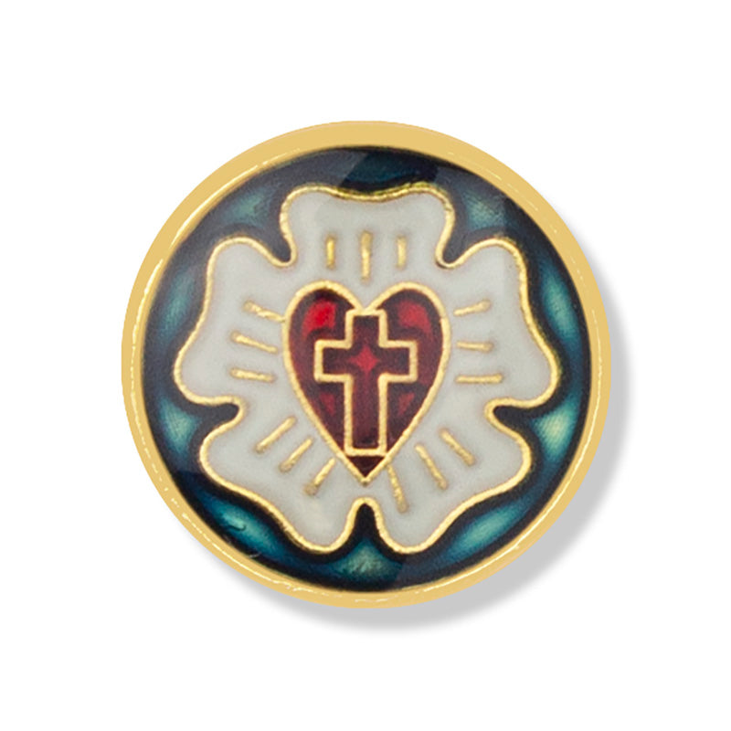 1/2 Inch Gold Enameled Lutheran Lapel Pin-Brooches & Lapel Pins-Lapel Pin Corner
