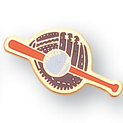 1/2 Inch Gold Glove, Ball, and Bat Chenille Pin-Brooches & Lapel Pins-Lapel Pin Corner