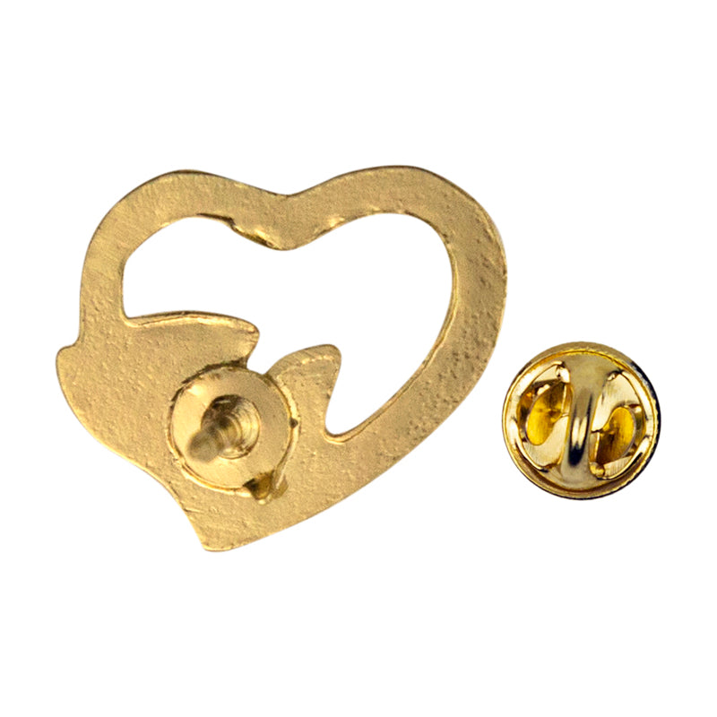 1/2 Inch Gold Heart with Enameled Red Dove Lapel Pin-Brooches & Lapel Pins-Lapel Pin Corner