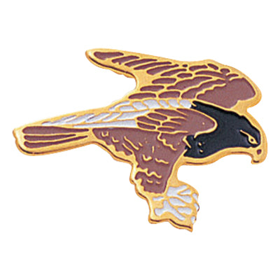 1/2 Inch Hawk Etched Brass Enameled Pin-Brooches & Lapel Pins-Lapel Pin Corner