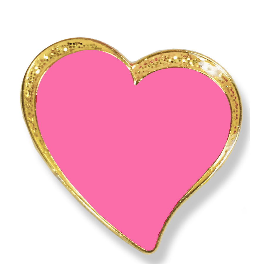 1/2 Inch Modern Sparkled Enameled Heart with Gold Border Lapel Pin-Brooches & Lapel Pins-Lapel Pin Corner