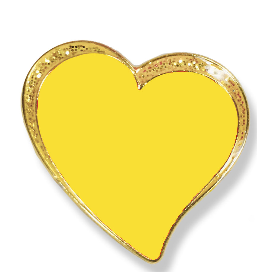 1/2 Inch Modern Sparkled Enameled Heart with Gold Border Lapel Pin-Brooches & Lapel Pins-Lapel Pin Corner