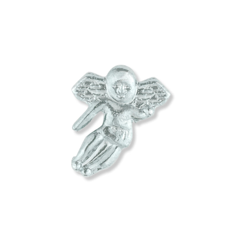 1/2 Inch Polished Silver Angel with Wings Lapel Pin-Brooches & Lapel Pins-Lapel Pin Corner