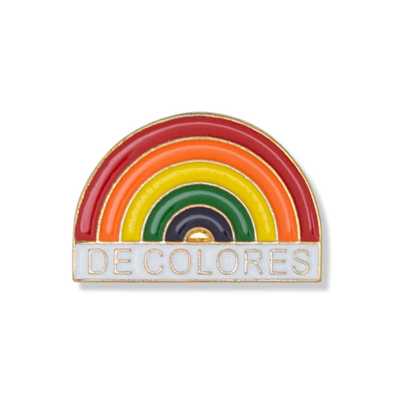 1/2 x 3/4 Inch Gold Enameled De Colores Rainbow Lapel Pin-Brooches & Lapel Pins-Lapel Pin Corner