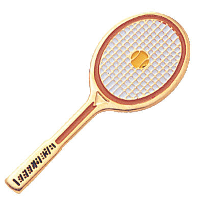 1/4 Inch Enameled Tennis Racket Lapel Pin-Brooches & Lapel Pins-Lapel Pin Corner