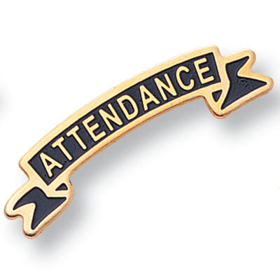 1/4 Inch Gold "Attendance" Enameled Lapel Pin-Brooches & Lapel Pins-Lapel Pin Corner
