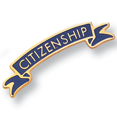 1/4 Inch Gold "Citizenship" Enameled Lapel Pin-Brooches & Lapel Pins-Lapel Pin Corner
