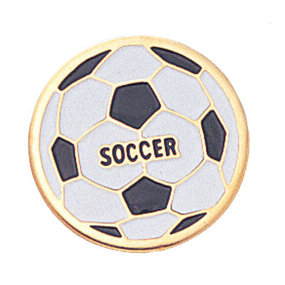 1/4 Inch Gold and Enameled "Soccer" Soccerball Lapel Pin-Brooches & Lapel Pins-Lapel Pin Corner