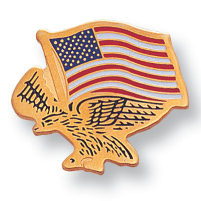 3/4 Inch American Flag with Flying-Eagle Enameld Lapel Pin-Brooches & Lapel Pins-Lapel Pin Corner