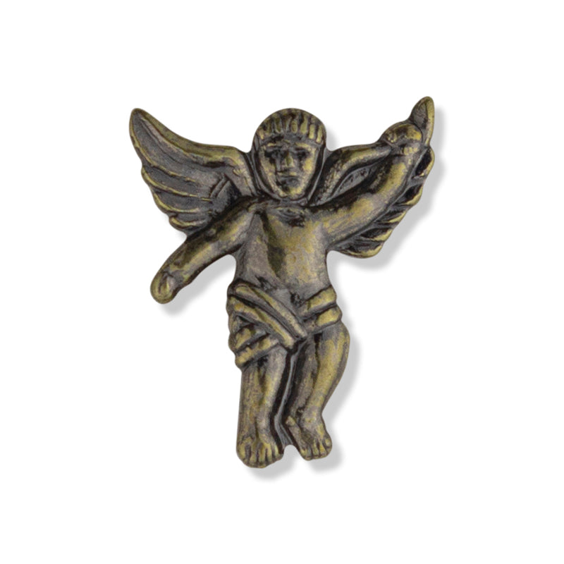3/4 Inch Antique Gold Angel with Wings Lapel Pin-Brooches & Lapel Pins-Lapel Pin Corner