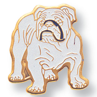 3/4 Inch Bulldog Etched Brass Enameled Pin-Brooches & Lapel Pins-Lapel Pin Corner