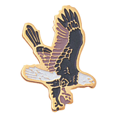 3/4 Inch Falcon Etched Brass Enameled Pin-Brooches & Lapel Pins-Lapel Pin Corner