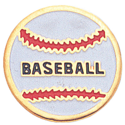 3/4 Inch Gold Baseball Enameled Lapel Pin-Brooches & Lapel Pins-Lapel Pin Corner