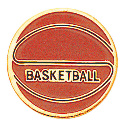 3/4 Inch Gold Basketball Enameled Pin-Brooches & Lapel Pins-Lapel Pin Corner