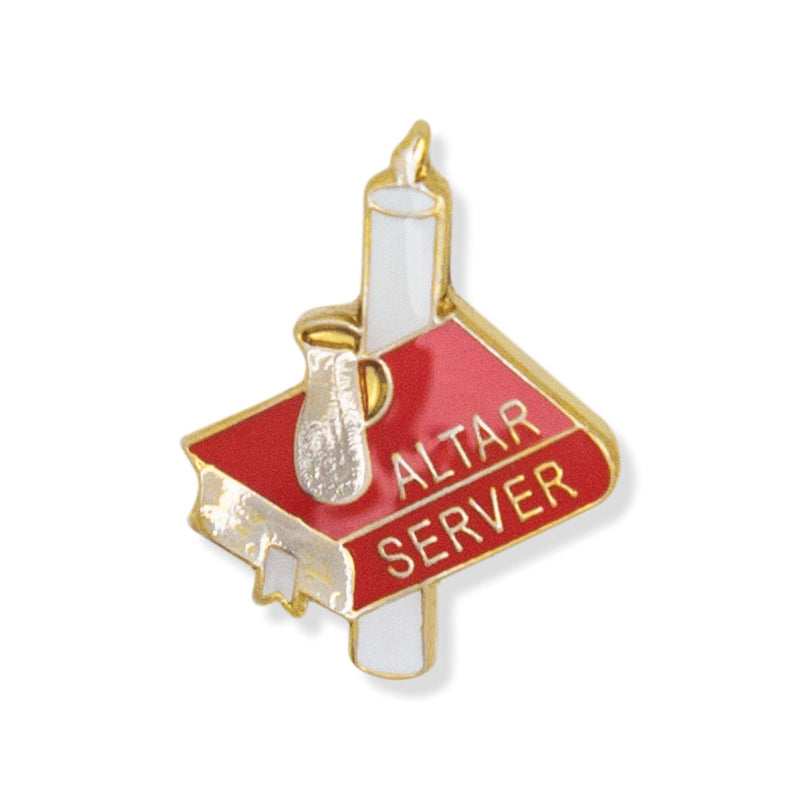 3/4 Inch Gold Enameled Altar Server Lapel Pin-Brooches & Lapel Pins-Lapel Pin Corner