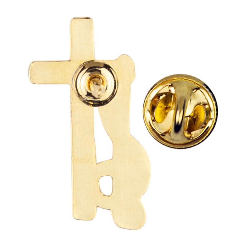 3/4 Inch Gold Music Cross Lapel Pin-Brooches & Lapel Pins-Lapel Pin Corner