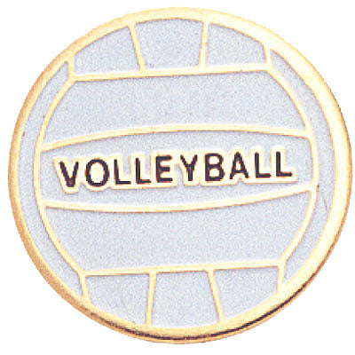 3/4 Inch Gold Volleyball Enameled Lapel Pin-Brooches & Lapel Pins-Lapel Pin Corner