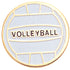 3/4 Inch Gold Volleyball Enameled Lapel Pin-Brooches & Lapel Pins-Lapel Pin Corner