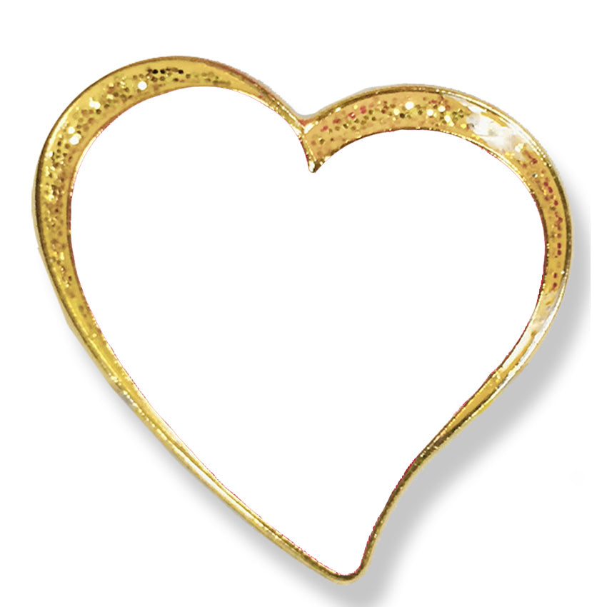 3/4 Inch Modern Sparkled Enameled Heart with Gold Border Lapel Pin-Brooches & Lapel Pins-Lapel Pin Corner