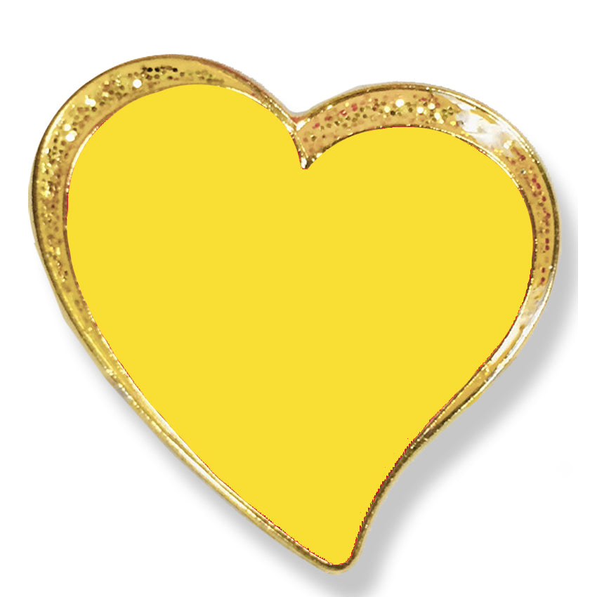 3/4 Inch Modern Sparkled Enameled Heart with Gold Border Lapel Pin-Brooches & Lapel Pins-Lapel Pin Corner