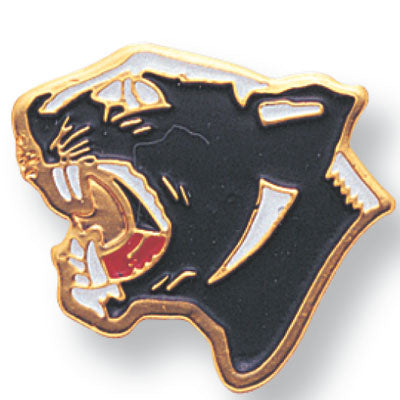 3/4 Inch Panther Etched Brass Enameled Pin-Brooches & Lapel Pins-Lapel Pin Corner