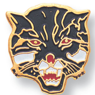 3/4 Inch Wildcat Brass Etched Enameled Pin-Brooches & Lapel Pins-Lapel Pin Corner